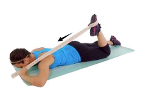 Quad stretch, a stretch that stops swelling pain from workouts